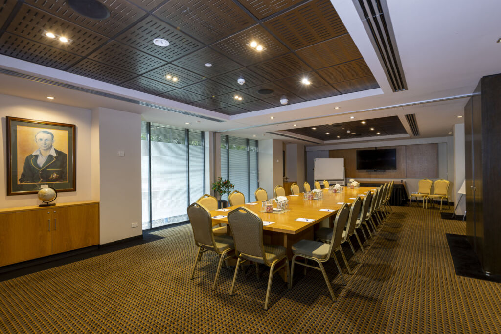 Balmoral Room set up in boardroom layout at Diggers Services Club