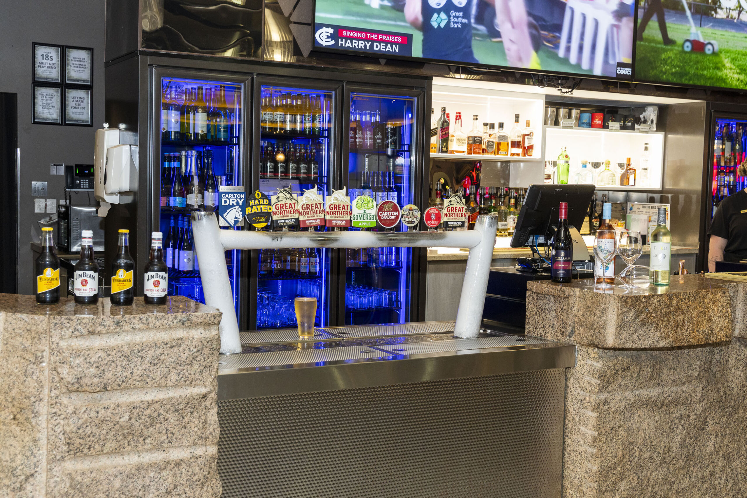 Bravo Bar craft beers on tap and lounge at Diggers Services Club
