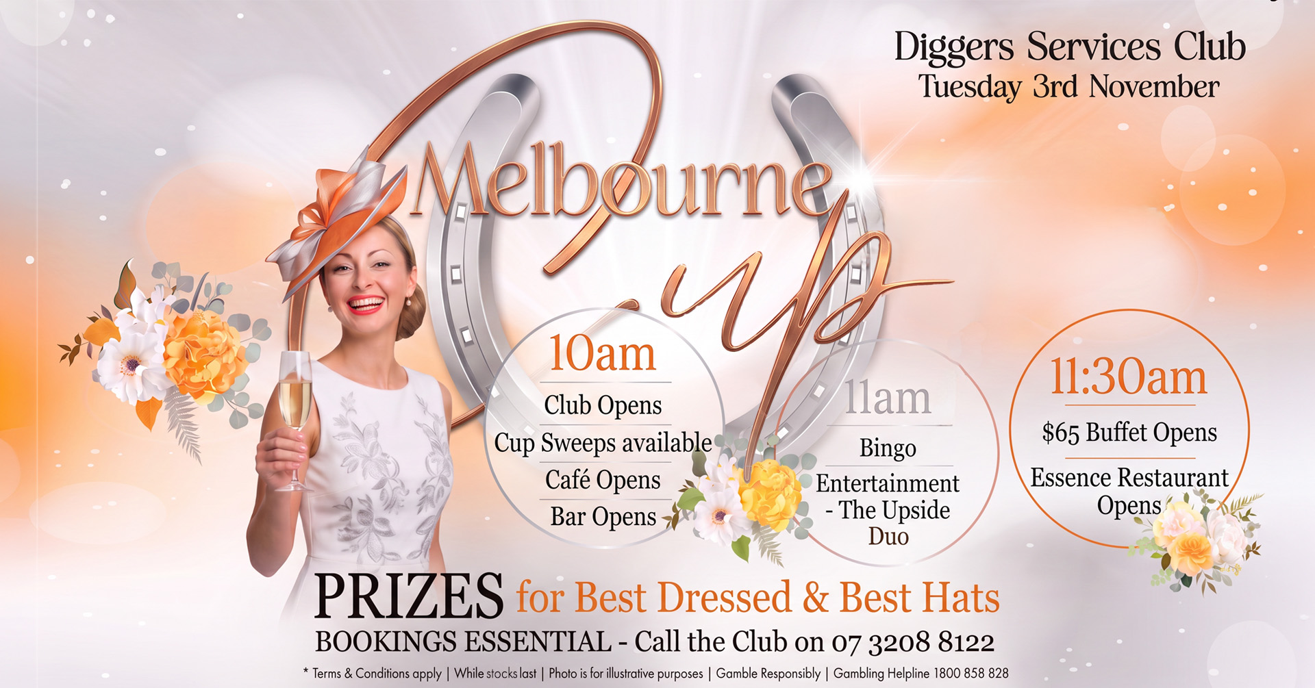 Melbourne Cup at Diggers Services Club, Tuesday 3rd November.