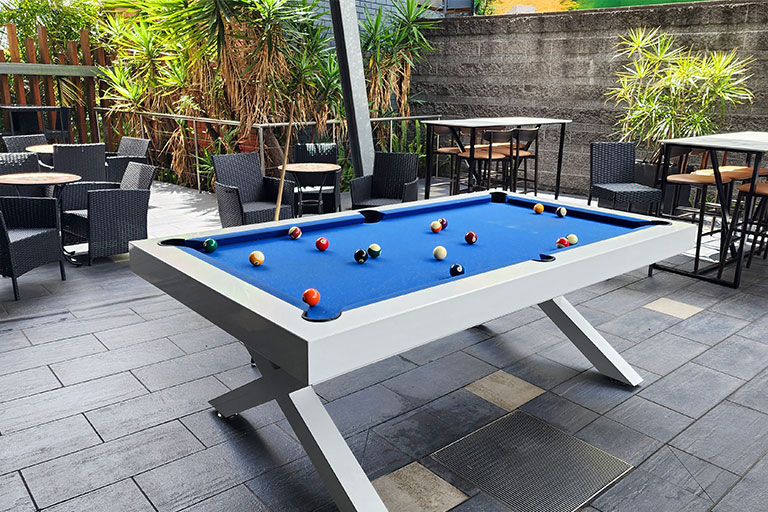 Pool Table is free to play on the Bravo Bar outdoor terrace